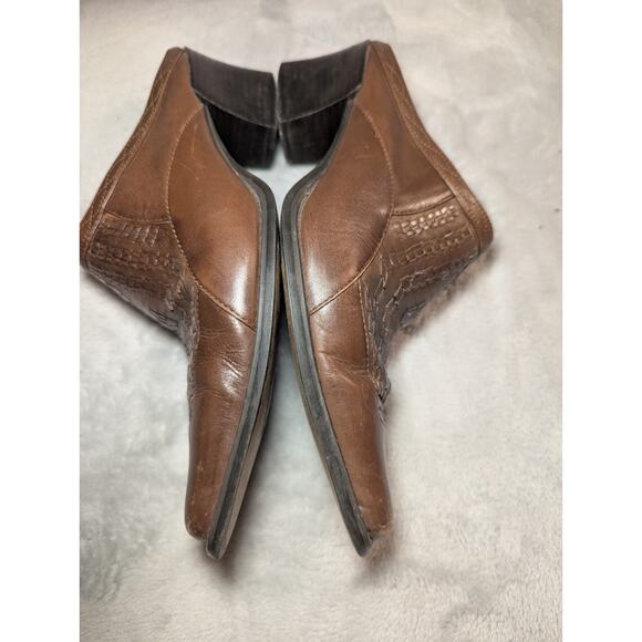 Vintage Liz Claiborne Brown Leather Mules Square Toe Basket Weave Womens 7.5 - Picture 5 of 9